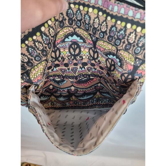 Sakroots Convertible Backpack Crossbody Purse Artist Circle Peace Sign Style Bag - Picture 7 of 10